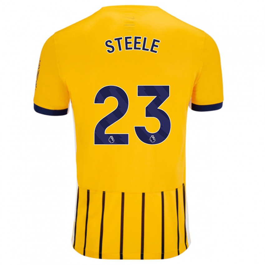 Bambino Maglia Jason Steele #23 Oro Blu A Righe Sottili Kit Gara Away 2024/25 Maglietta