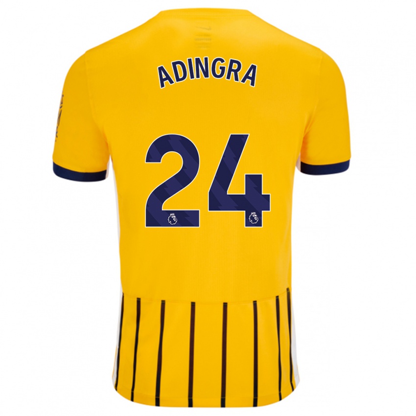 Bambino Maglia Simon Adingra #24 Oro Blu A Righe Sottili Kit Gara Away 2024/25 Maglietta