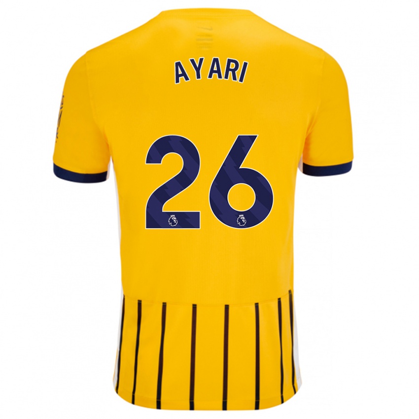 Bambino Maglia Yasin Ayari #26 Oro Blu A Righe Sottili Kit Gara Away 2024/25 Maglietta