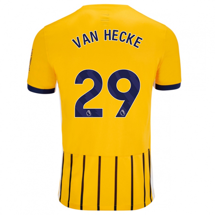 Bambino Maglia Jan Paul Van Hecke #29 Oro Blu A Righe Sottili Kit Gara Away 2024/25 Maglietta