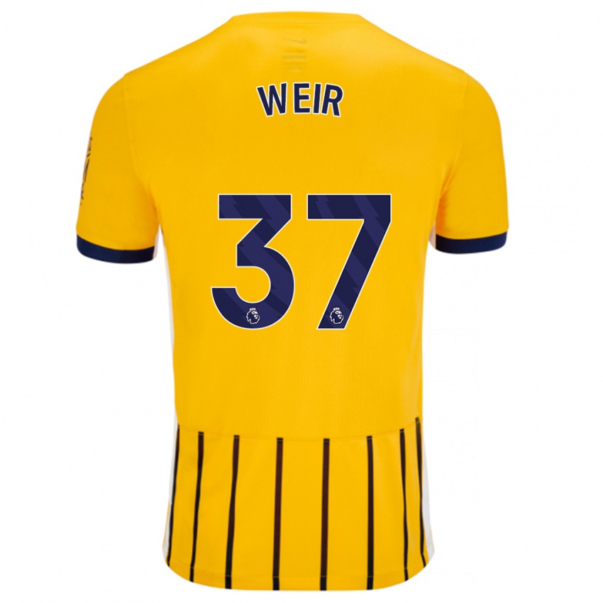 Bambino Maglia Jensen Weir #37 Oro Blu A Righe Sottili Kit Gara Away 2024/25 Maglietta