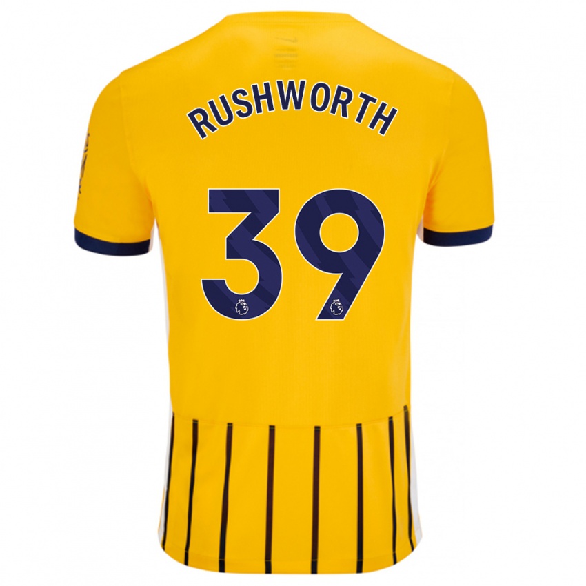 Bambino Maglia Carl Rushworth #39 Oro Blu A Righe Sottili Kit Gara Away 2024/25 Maglietta