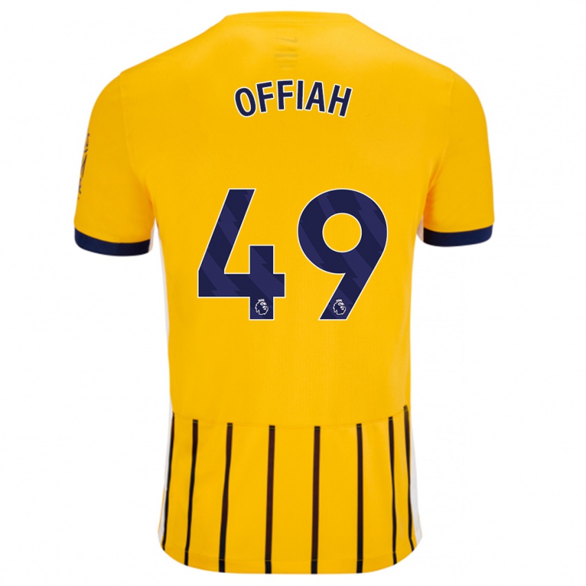 Bambino Maglia Odel Offiah #49 Oro Blu A Righe Sottili Kit Gara Away 2024/25 Maglietta