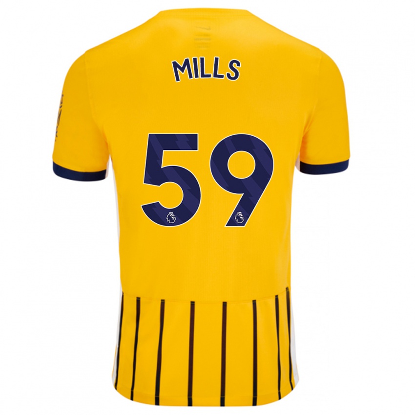 Bambino Maglia Harry Mills #59 Oro Blu A Righe Sottili Kit Gara Away 2024/25 Maglietta