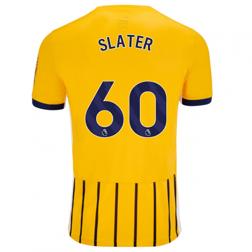 Bambino Maglia Jacob Slater #60 Oro Blu A Righe Sottili Kit Gara Away 2024/25 Maglietta