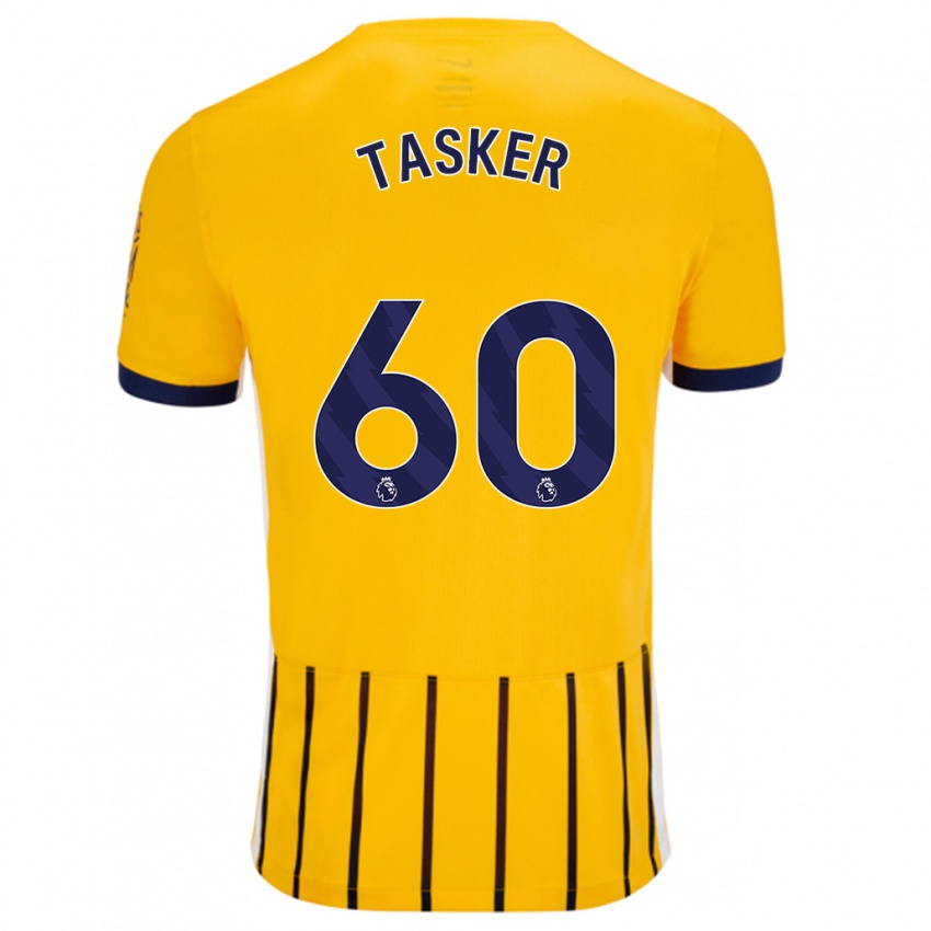 Bambino Maglia Charlie Tasker #60 Oro Blu A Righe Sottili Kit Gara Away 2024/25 Maglietta