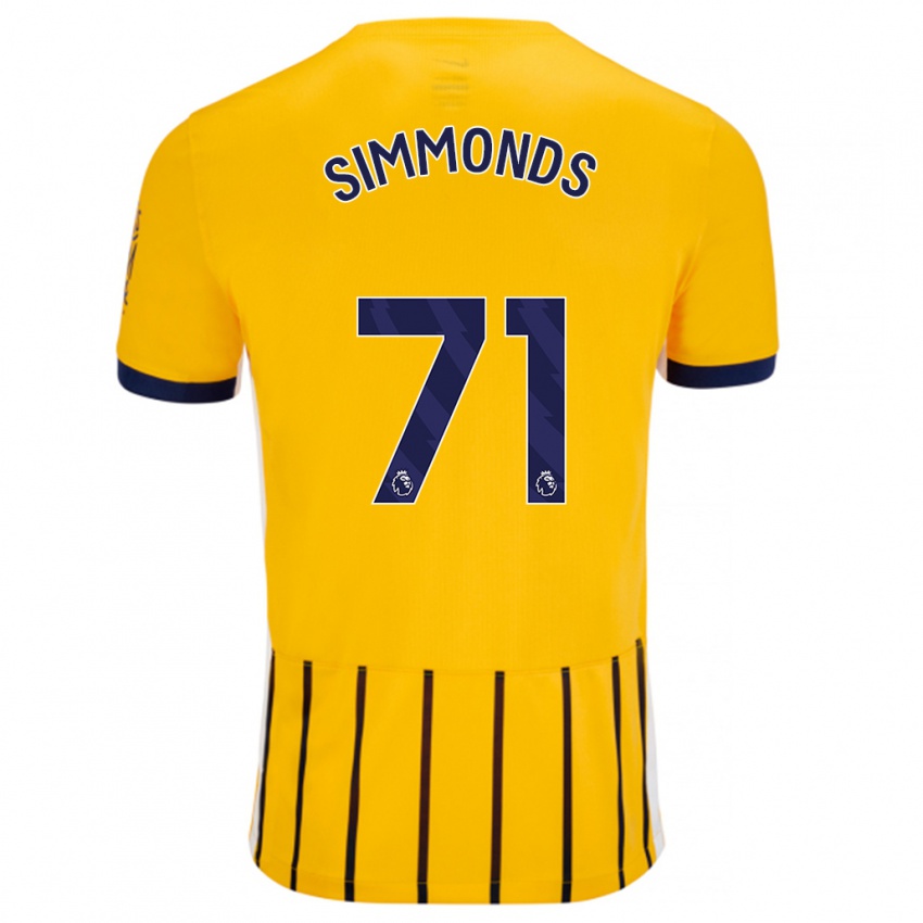 Bambino Maglia Freddie Simmonds #71 Oro Blu A Righe Sottili Kit Gara Away 2024/25 Maglietta