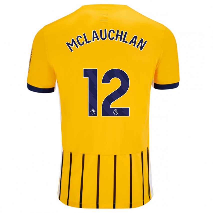 Bambino Maglia Rachel Mclauchlan #12 Oro Blu A Righe Sottili Kit Gara Away 2024/25 Maglietta