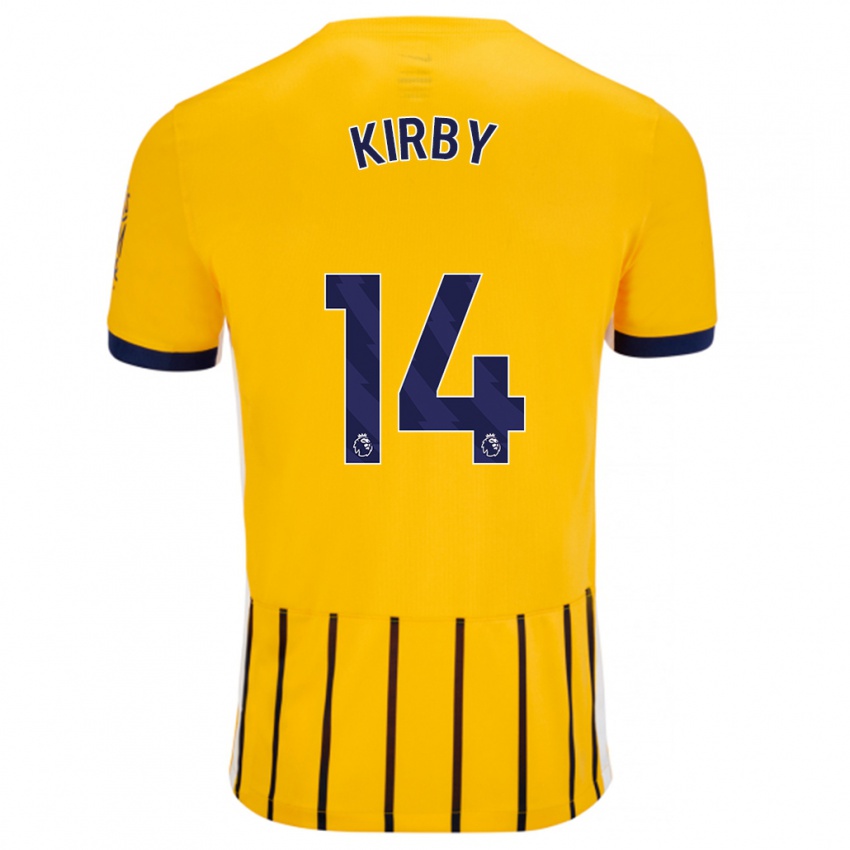 Bambino Maglia Fran Kirby #14 Oro Blu A Righe Sottili Kit Gara Away 2024/25 Maglietta