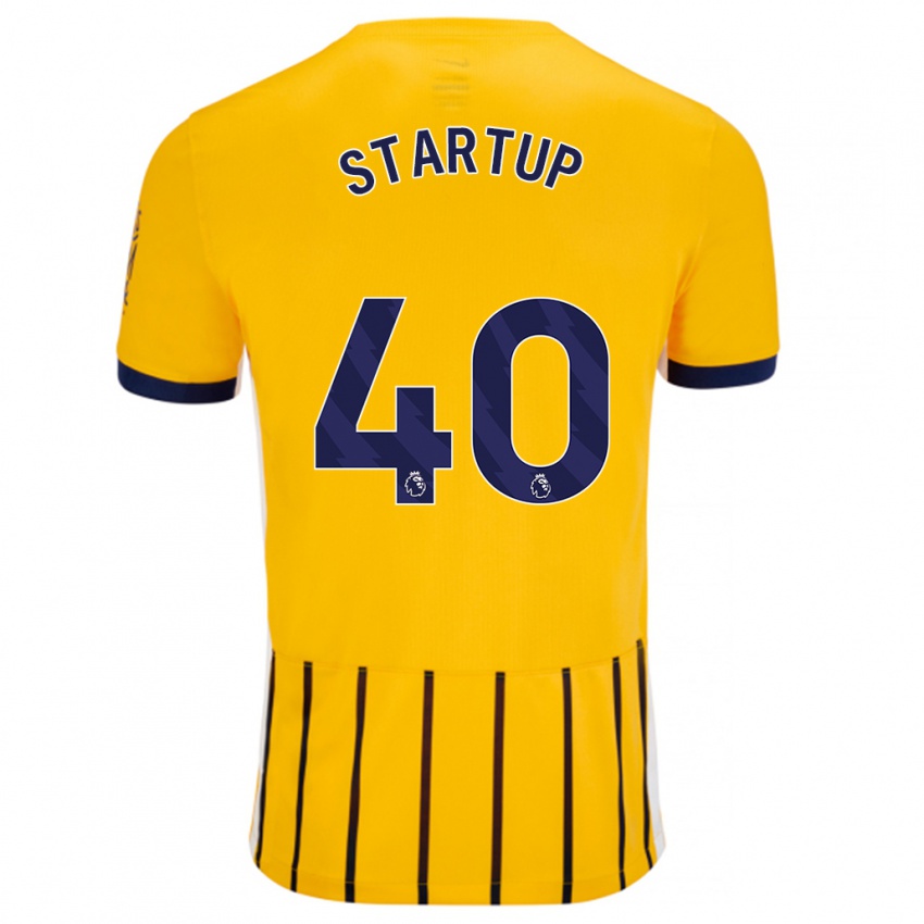 Bambino Maglia Katie Startup #40 Oro Blu A Righe Sottili Kit Gara Away 2024/25 Maglietta