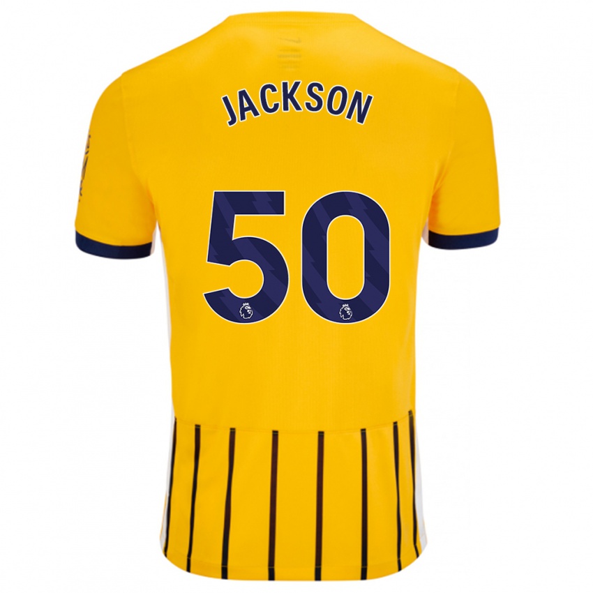 Bambino Maglia Ben Jackson #50 Oro Blu A Righe Sottili Kit Gara Away 2024/25 Maglietta