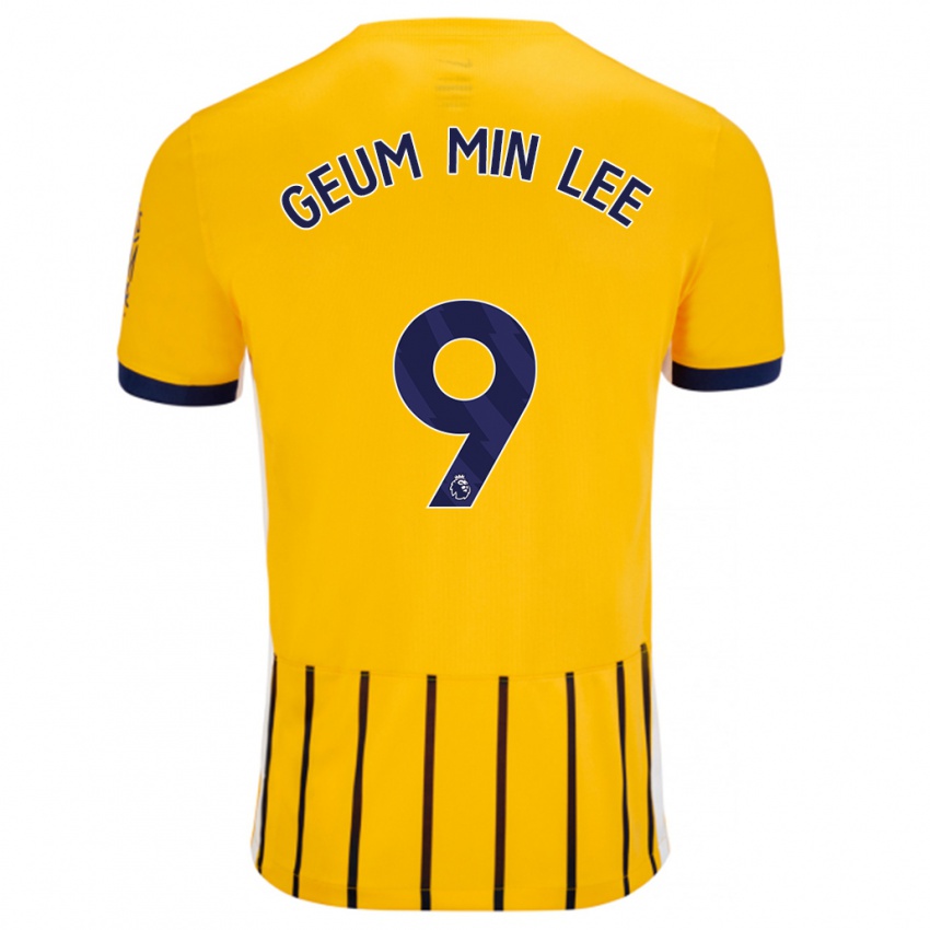 Bambino Maglia Lee Geum-Min #9 Oro Blu A Righe Sottili Kit Gara Away 2024/25 Maglietta