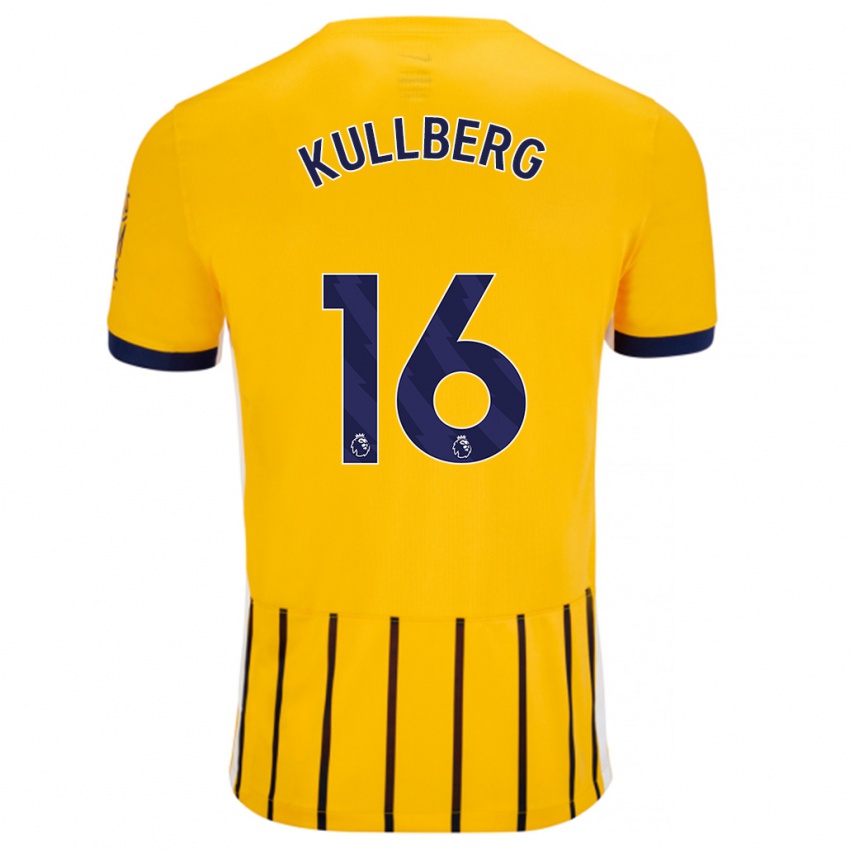 Bambino Maglia Emma Nanny Charlotte Kullberg #16 Oro Blu A Righe Sottili Kit Gara Away 2024/25 Maglietta