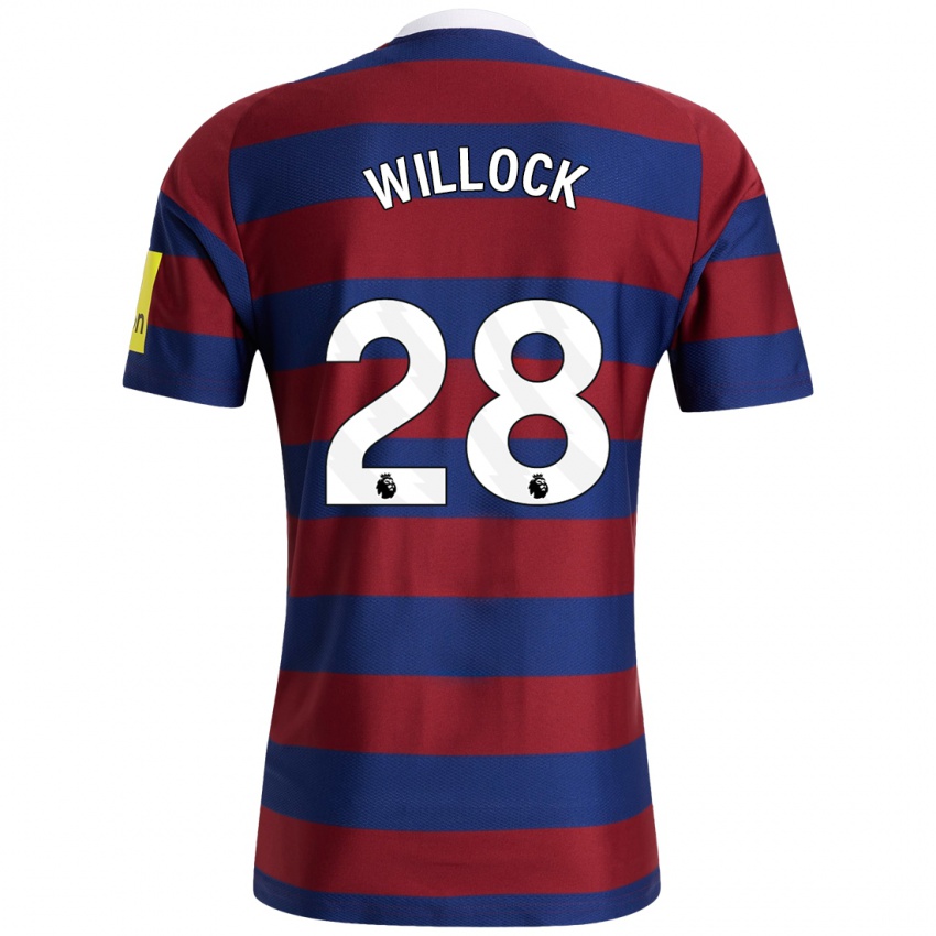 Bambino Maglia Joe Willock #28 Borgogna Blu Navy Kit Gara Away 2024/25 Maglietta