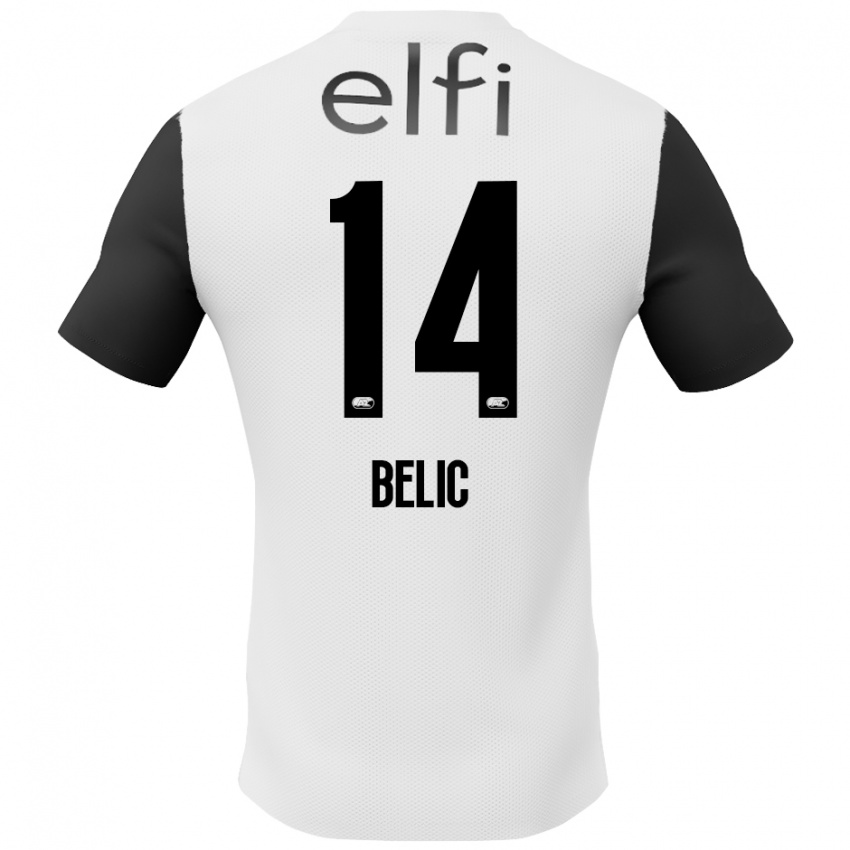 Bambino Maglia Kristijan Belic #14 Bianco Nero Kit Gara Away 2024/25 Maglietta