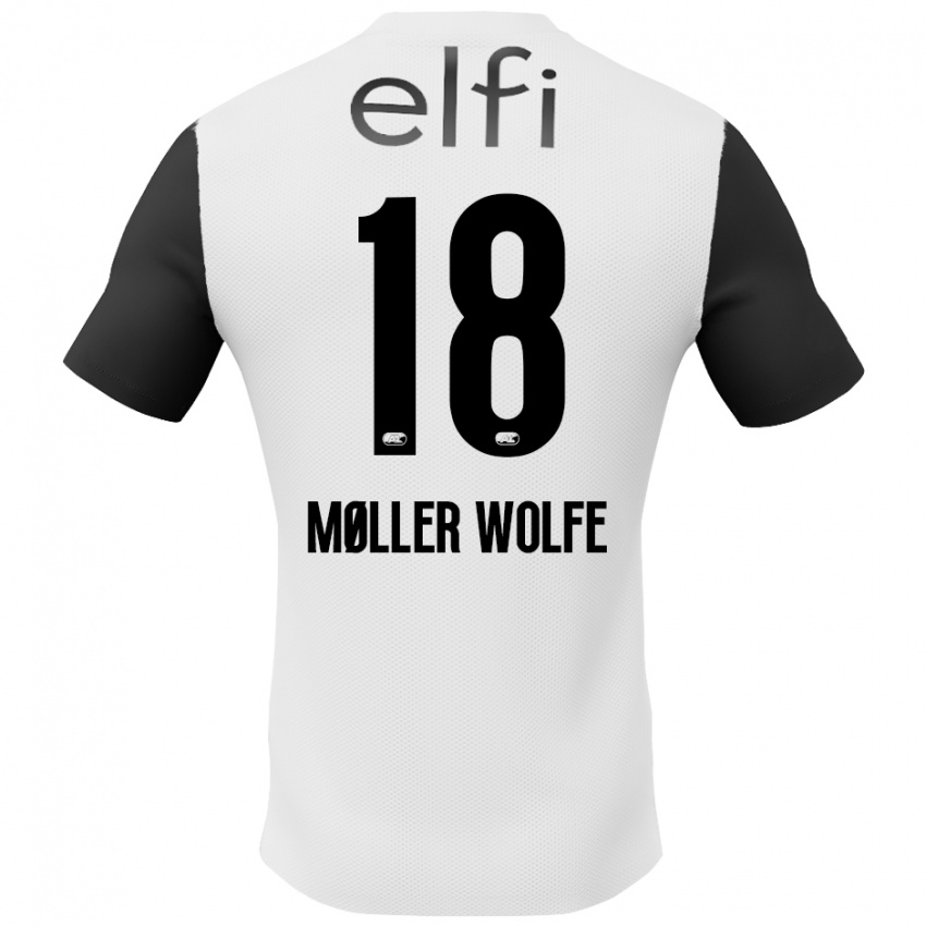 Bambino Maglia David Møller Wolfe #18 Bianco Nero Kit Gara Away 2024/25 Maglietta