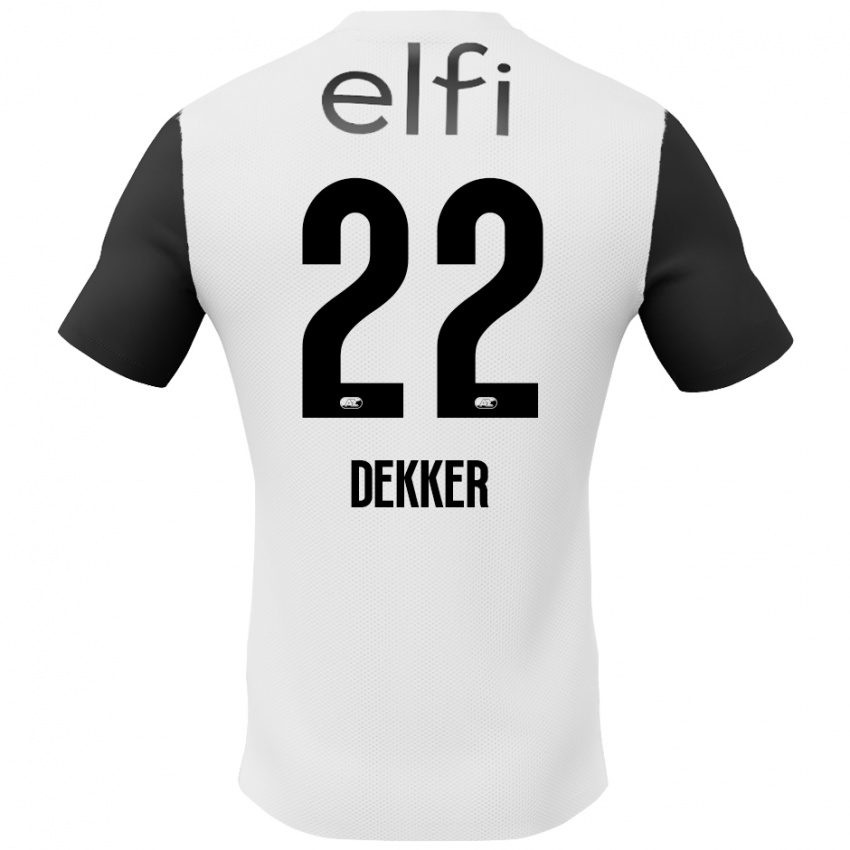 Bambino Maglia Maxim Dekker #22 Bianco Nero Kit Gara Away 2024/25 Maglietta