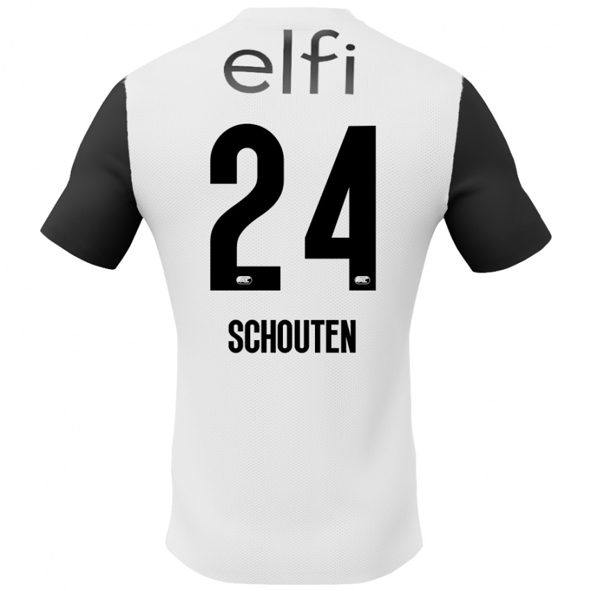 Bambino Maglia Lewis Schouten #24 Bianco Nero Kit Gara Away 2024/25 Maglietta