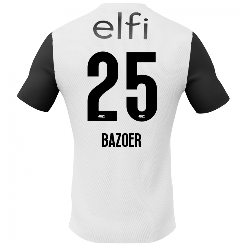 Bambino Maglia Riechedly Bazoer #25 Bianco Nero Kit Gara Away 2024/25 Maglietta