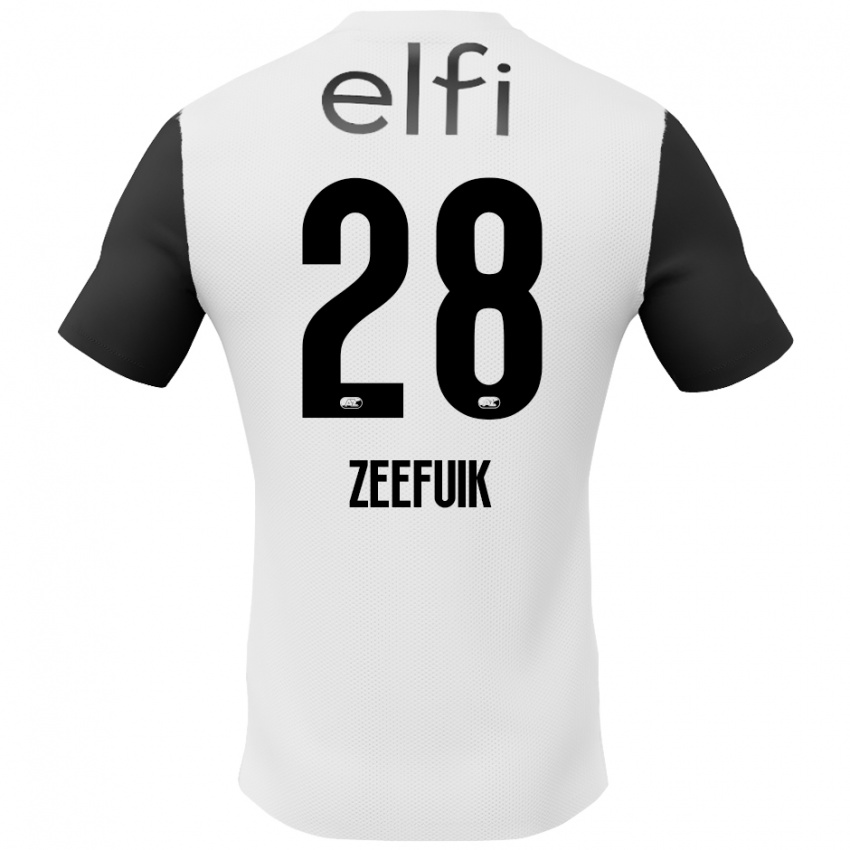 Bambino Maglia Lequincio Zeefuik #28 Bianco Nero Kit Gara Away 2024/25 Maglietta