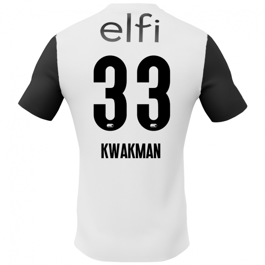 Bambino Maglia Dave Kwakman #33 Bianco Nero Kit Gara Away 2024/25 Maglietta