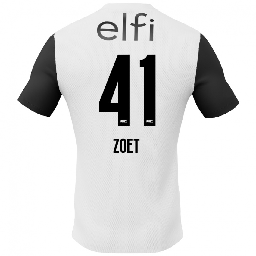 Bambino Maglia Jeroen Zoet #41 Bianco Nero Kit Gara Away 2024/25 Maglietta