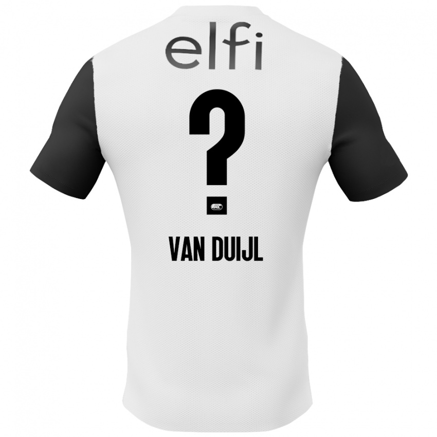 Bambino Maglia Billy Van Duijl #0 Bianco Nero Kit Gara Away 2024/25 Maglietta