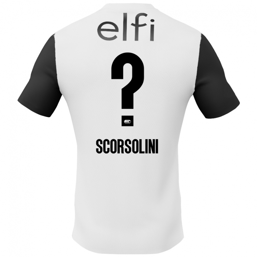 Bambino Maglia Luca Scorsolini #0 Bianco Nero Kit Gara Away 2024/25 Maglietta