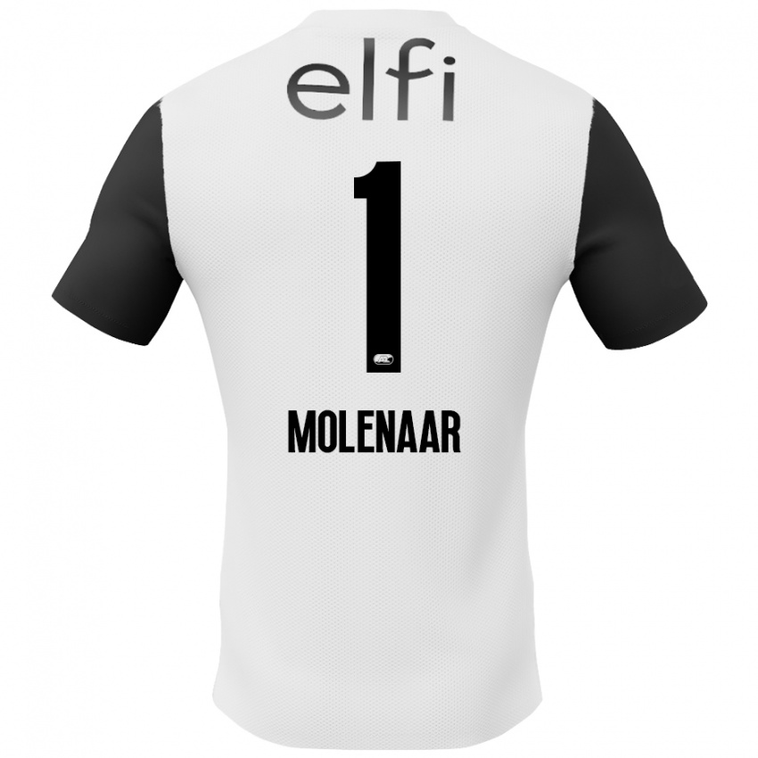 Bambino Maglia Finn Molenaar #1 Bianco Nero Kit Gara Away 2024/25 Maglietta