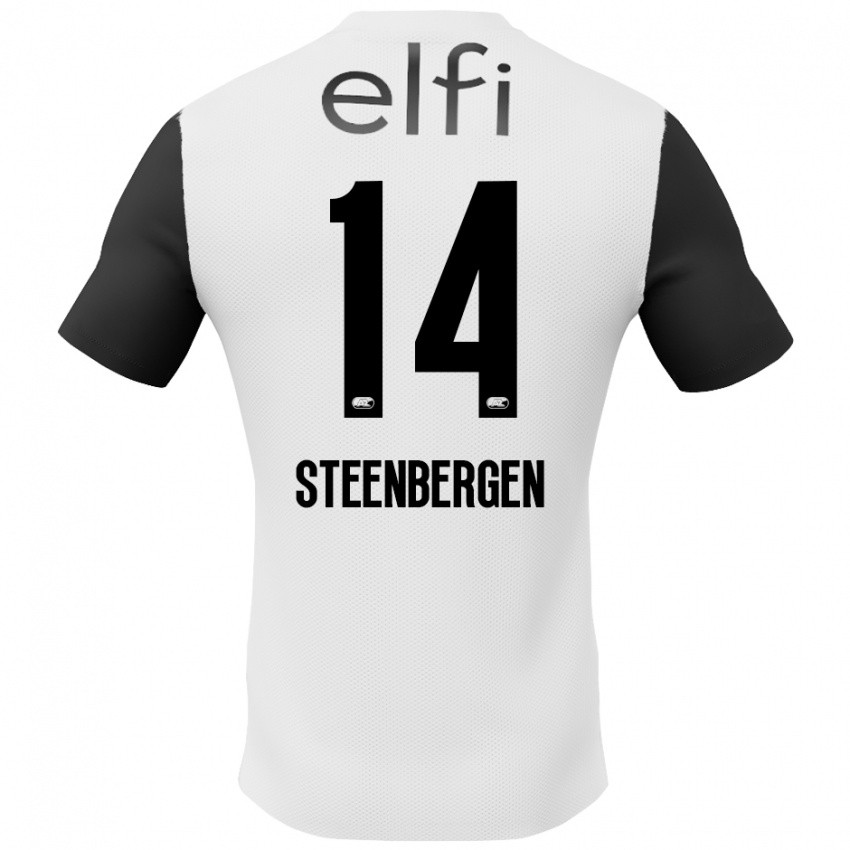 Bambino Maglia Thom Steenbergen #14 Bianco Nero Kit Gara Away 2024/25 Maglietta