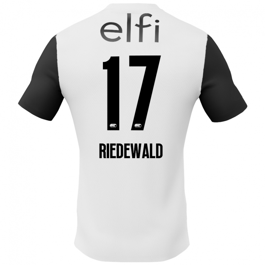 Bambino Maglia Kenzo Riedewald #17 Bianco Nero Kit Gara Away 2024/25 Maglietta