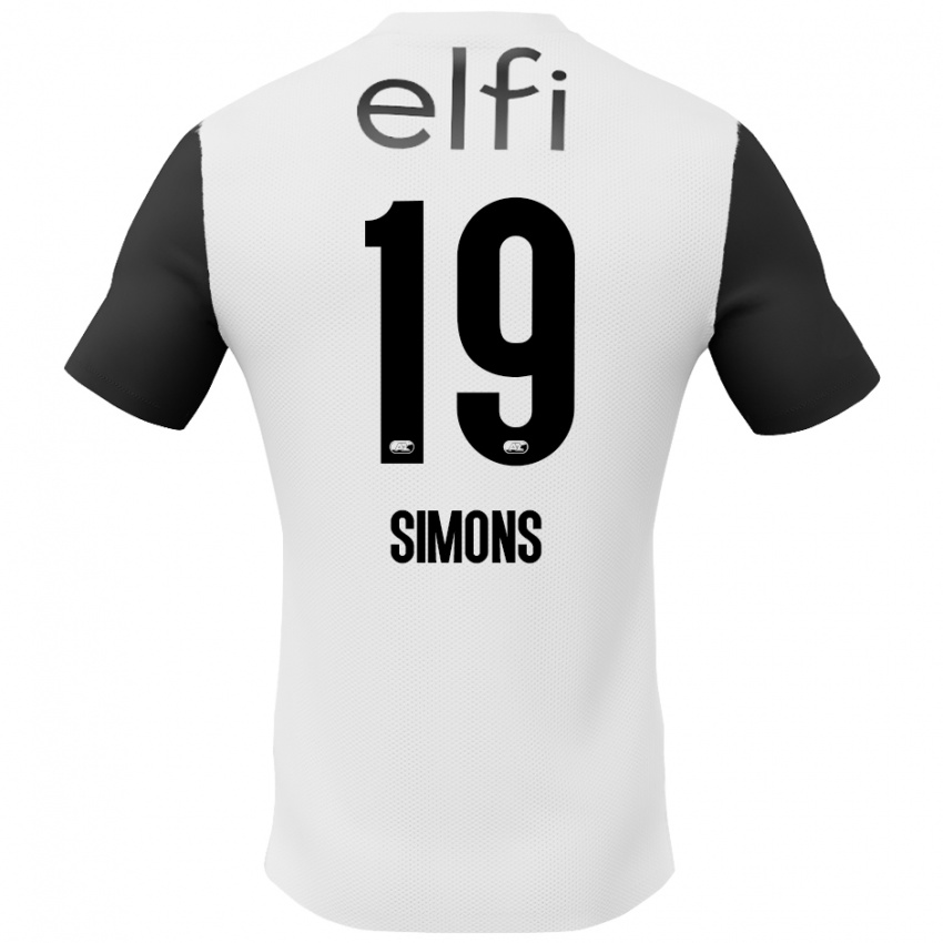 Bambino Maglia Saviola Simons #19 Bianco Nero Kit Gara Away 2024/25 Maglietta