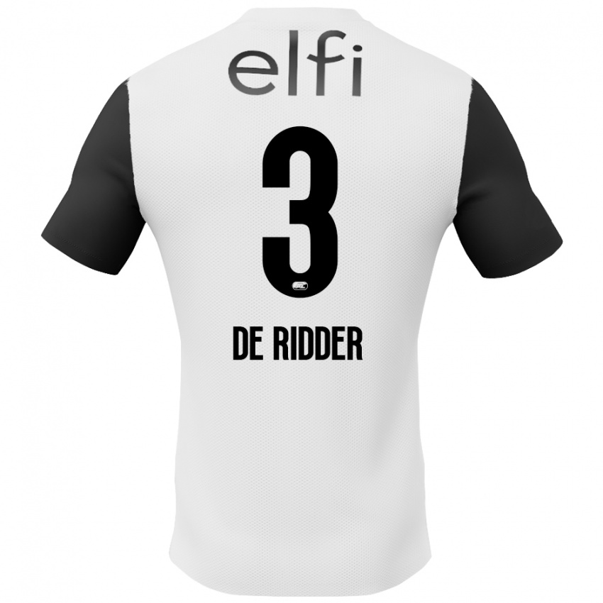 Bambino Maglia Djoeke De Ridder #3 Bianco Nero Kit Gara Away 2024/25 Maglietta