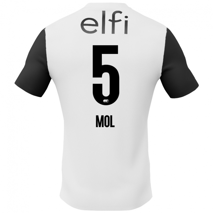 Bambino Maglia Camie Mol #5 Bianco Nero Kit Gara Away 2024/25 Maglietta