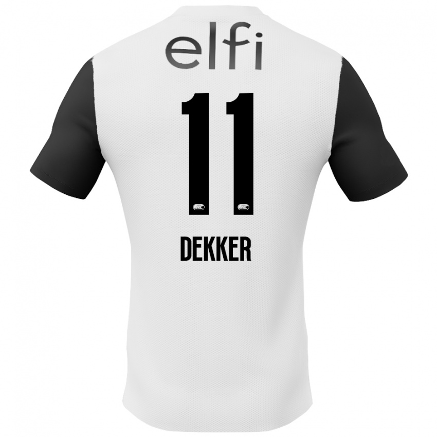 Bambino Maglia Isabella Dekker #11 Bianco Nero Kit Gara Away 2024/25 Maglietta