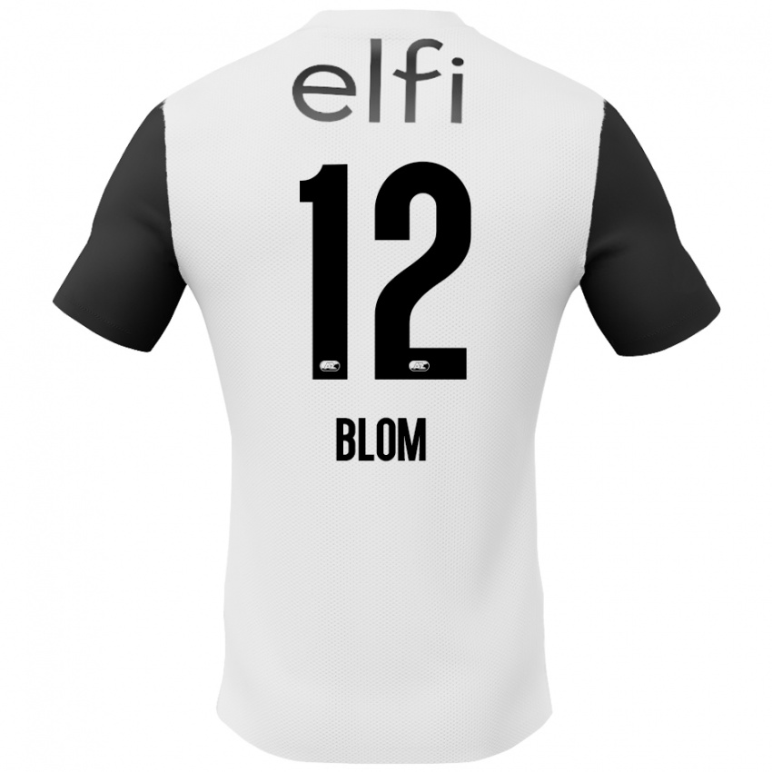 Bambino Maglia Robin Blom #12 Bianco Nero Kit Gara Away 2024/25 Maglietta