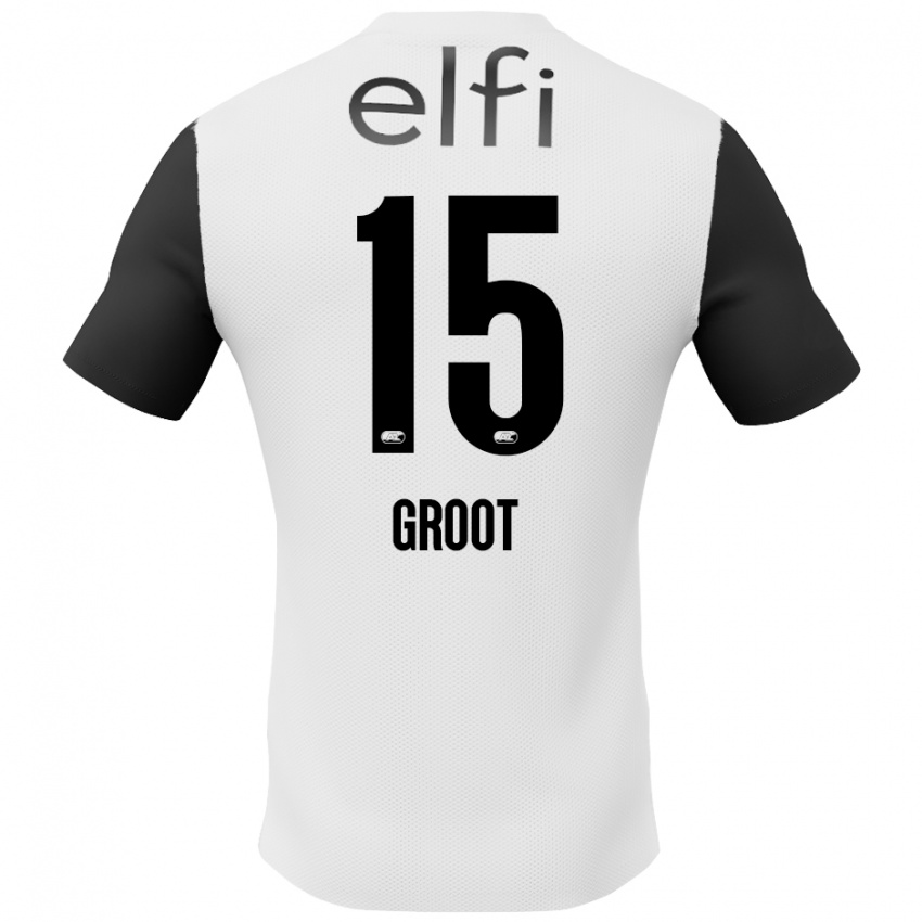 Bambino Maglia Pleun Groot #15 Bianco Nero Kit Gara Away 2024/25 Maglietta