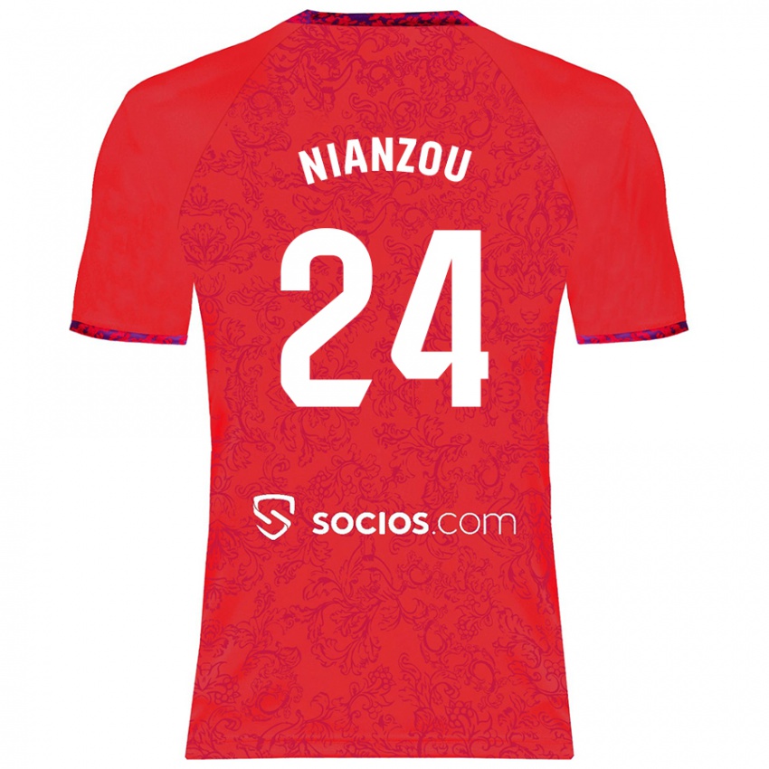 Bambino Maglia Tanguy Nianzou #24 Rosso Kit Gara Away 2024/25 Maglietta