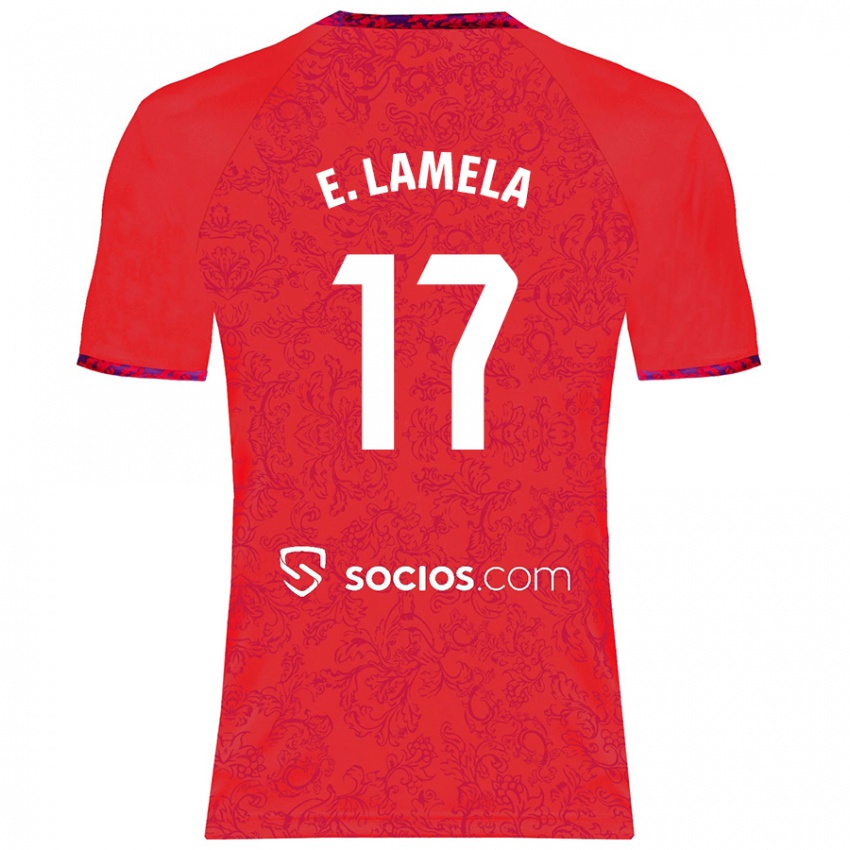 Bambino Maglia Erik Lamela #17 Rosso Kit Gara Away 2024/25 Maglietta