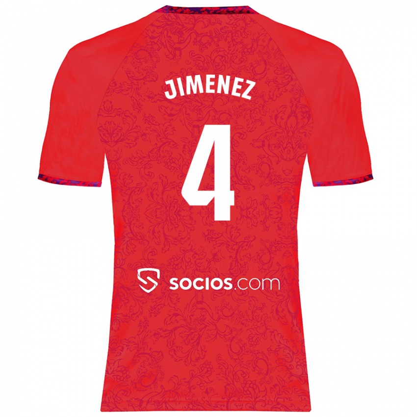 Bambino Maglia Diego Jiménez #4 Rosso Kit Gara Away 2024/25 Maglietta