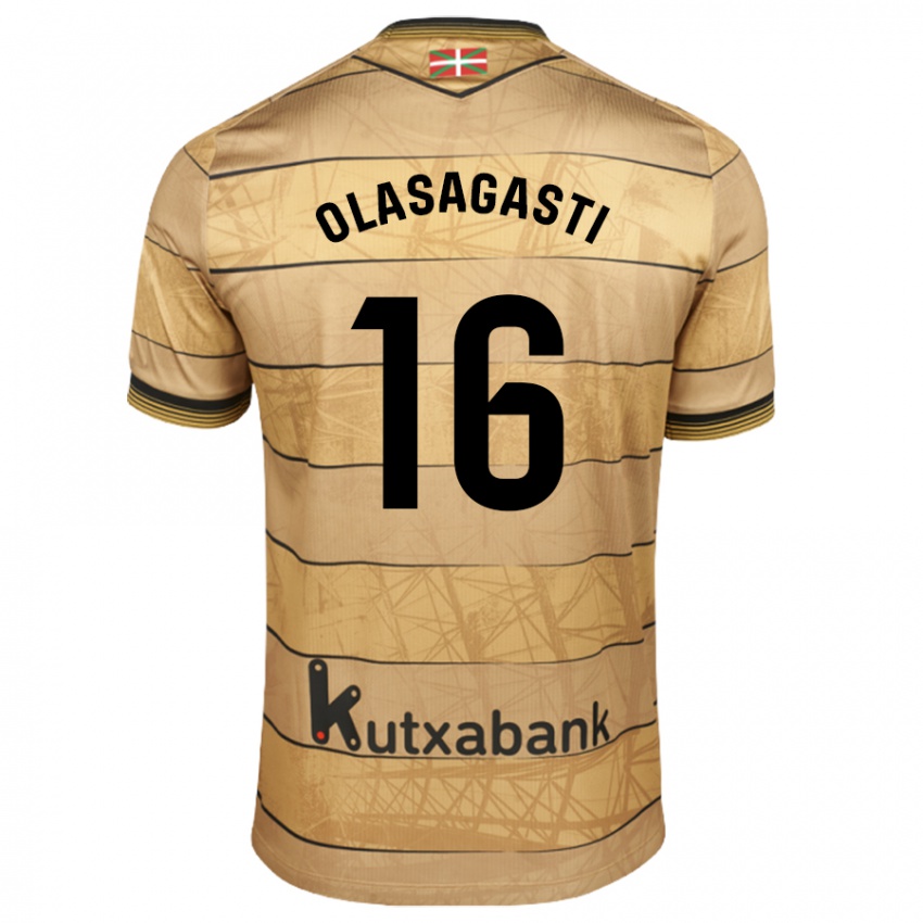 Bambino Maglia Jon Ander Olasagasti #16 Marrone Kit Gara Away 2024/25 Maglietta