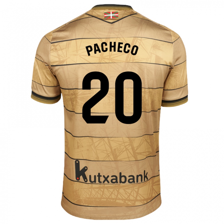 Bambino Maglia Jon Pacheco #20 Marrone Kit Gara Away 2024/25 Maglietta