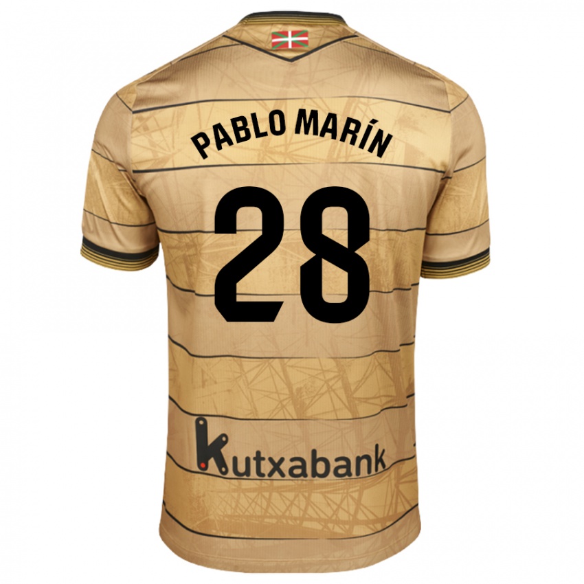 Bambino Maglia Pablo Marín #28 Marrone Kit Gara Away 2024/25 Maglietta