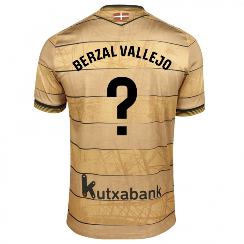 Bambino Maglia Asier Berzal Vallejo #0 Marrone Kit Gara Away 2024/25 Maglietta