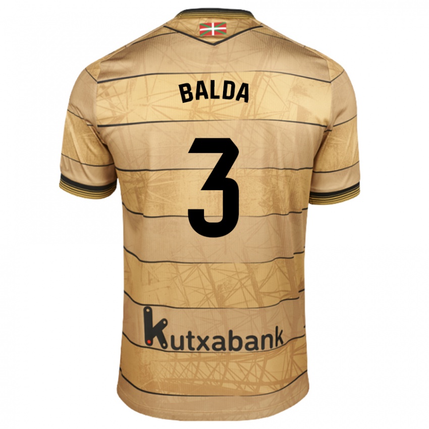 Bambino Maglia Jon Balda #3 Marrone Kit Gara Away 2024/25 Maglietta