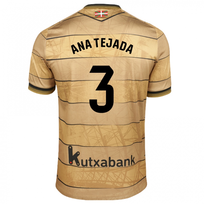 Bambino Maglia Ana Tejada Jiménez #3 Marrone Kit Gara Away 2024/25 Maglietta