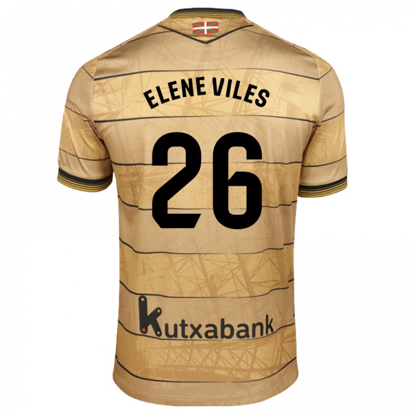 Bambino Maglia Elene Viles Odriozola #26 Marrone Kit Gara Away 2024/25 Maglietta