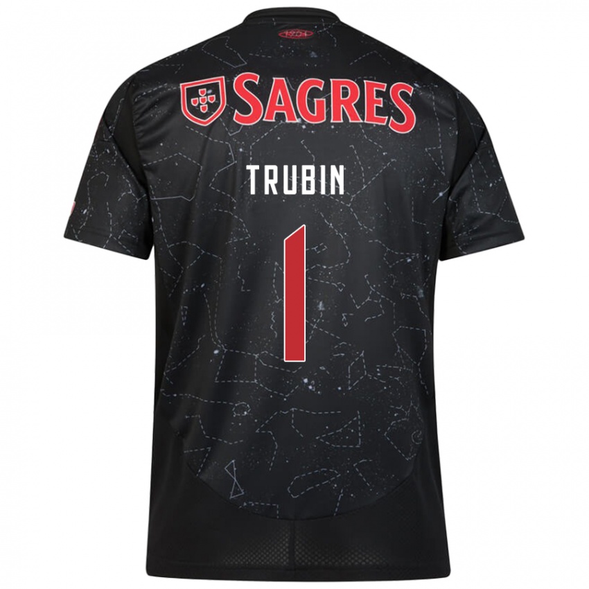 Bambino Maglia Anatoliy Trubin #1 Nero Rosso Kit Gara Away 2024/25 Maglietta