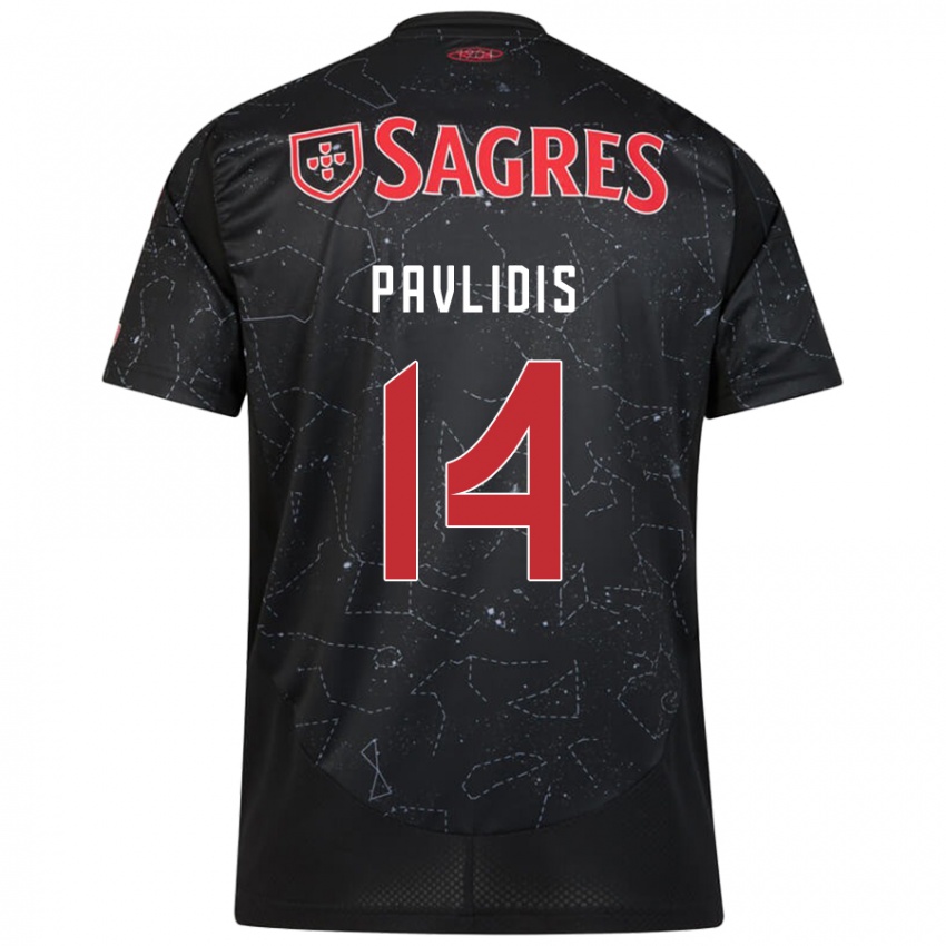 Bambino Maglia Vangelis Pavlidis #14 Nero Rosso Kit Gara Away 2024/25 Maglietta