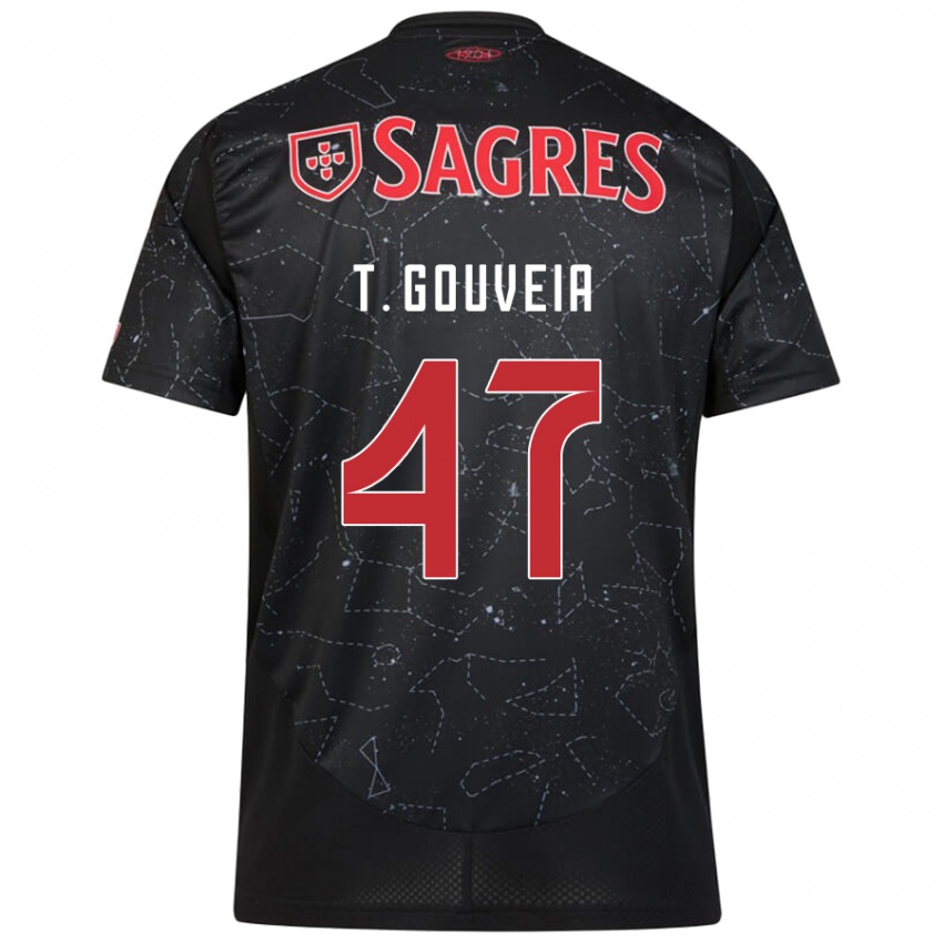 Bambino Maglia Tiago Gouveia #47 Nero Rosso Kit Gara Away 2024/25 Maglietta